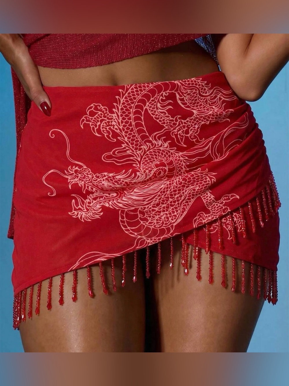 Printed wrap skirt